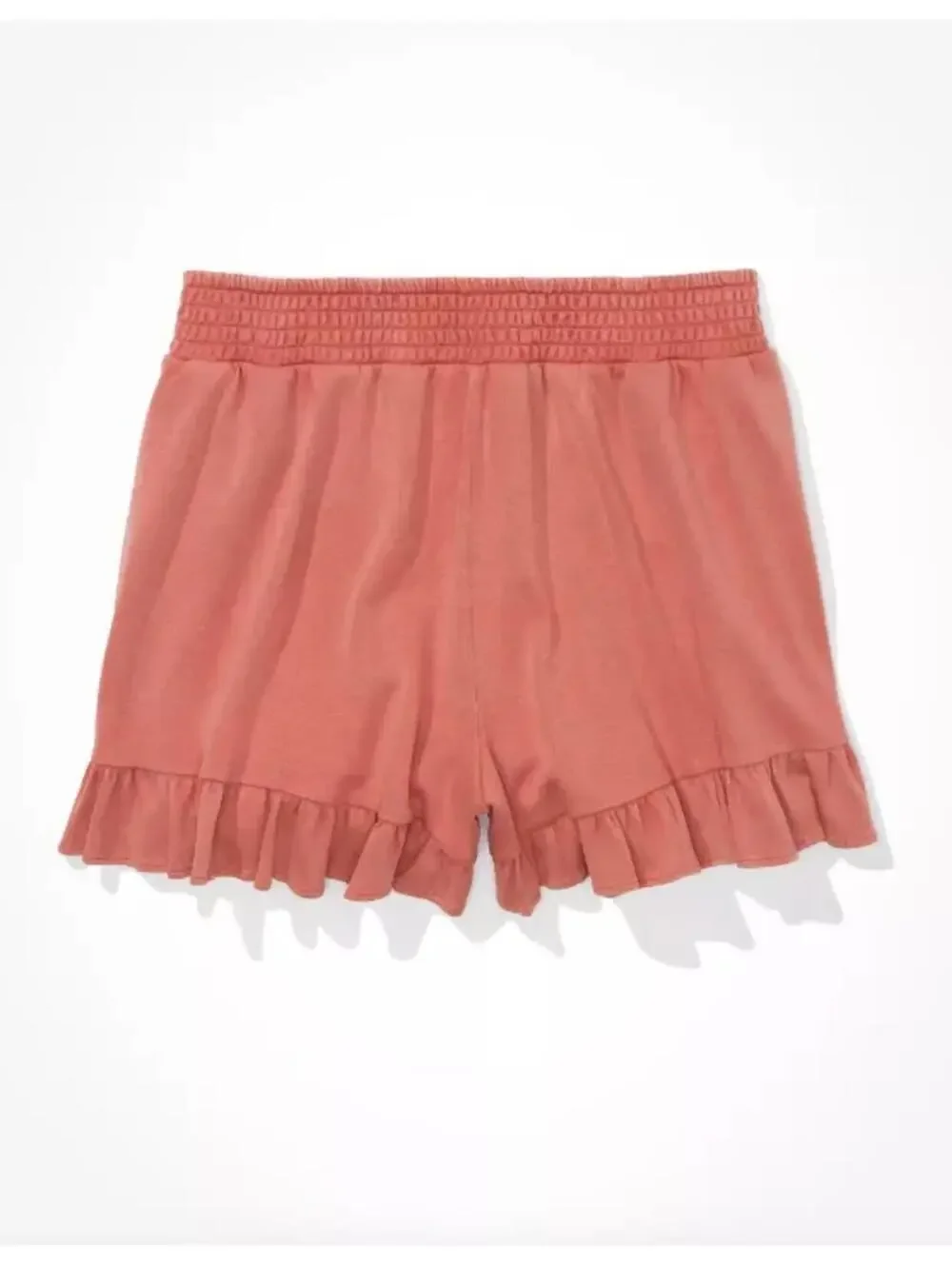 (C43) American Eagle Knit Shorts Size XS Rose Ruffle Hem 100% Cotton Elastic